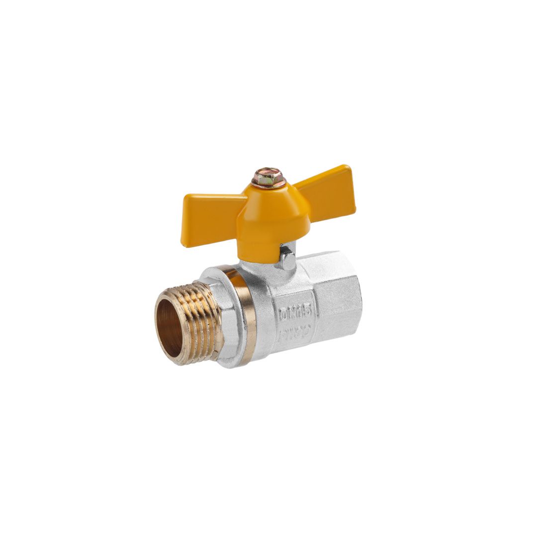 Кран кульовий для газу Valves 1/2" ВЗ PN30 жовтий метелик