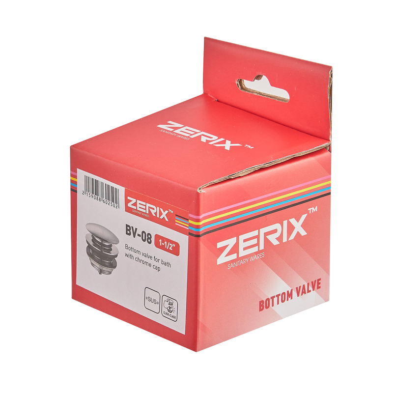 Донний клапан для ванни ZERIX BV-08 автоматичний (Click-Clack) (Колір хром) 1 1/2'' (ZX6025)