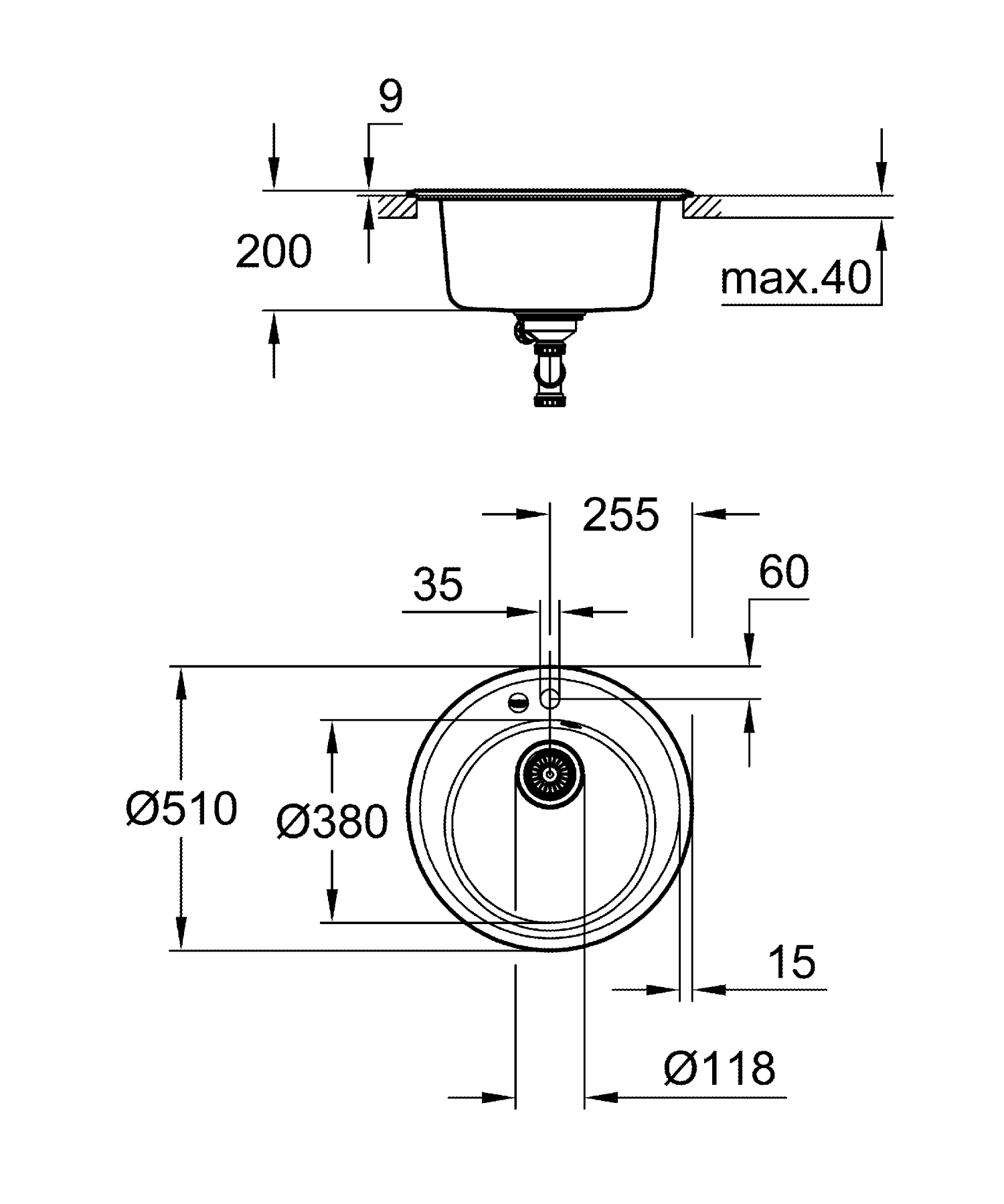 Композитна мийка для кухні Grohe K200 (31656AT0)