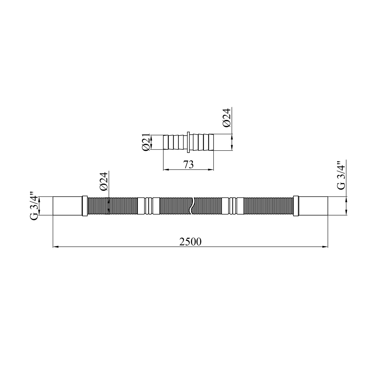 Зливний шланг для пральної машини Kroner KRP - DR250 250 см