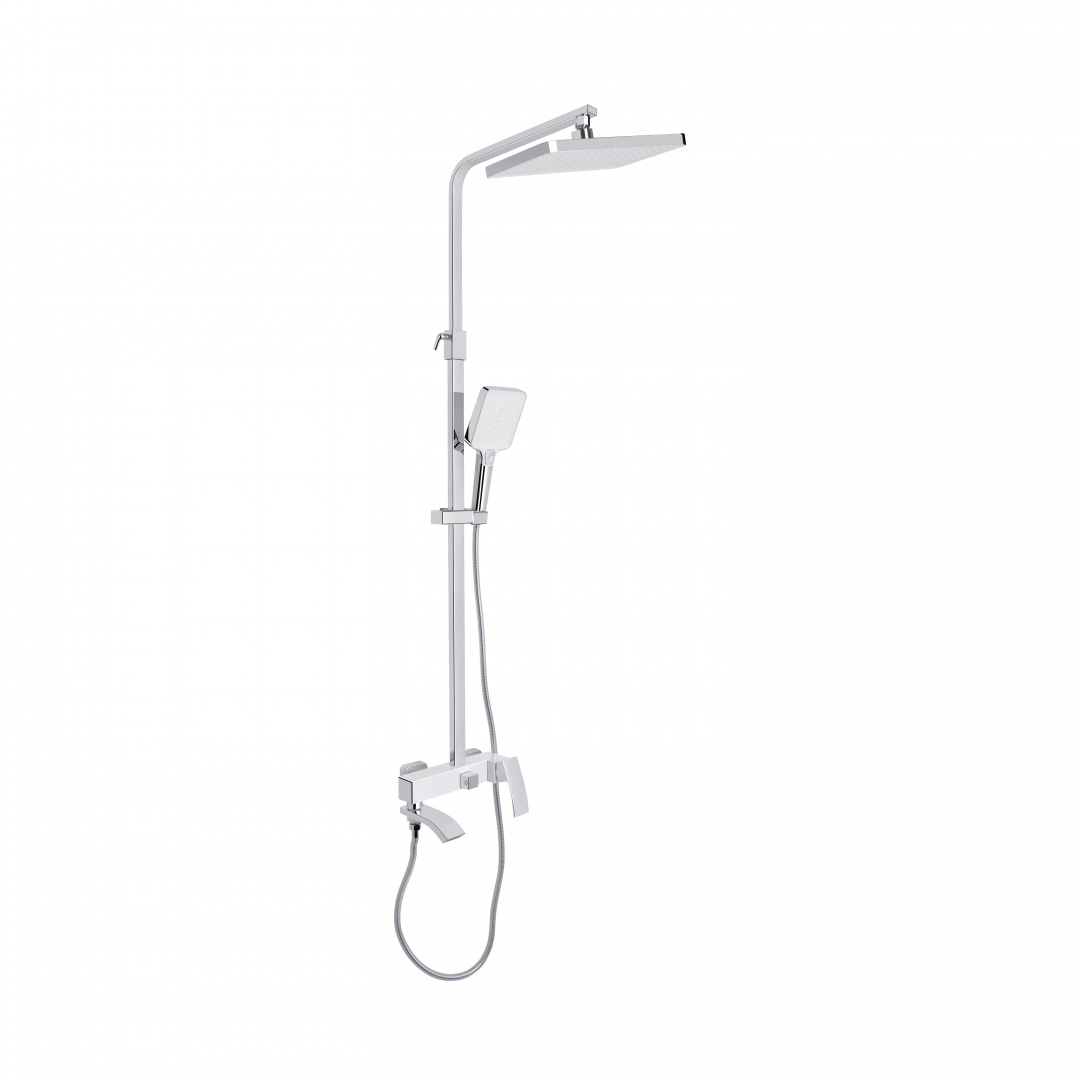 Душова система універсальна Qtap Swan Cascada на три споживачі (з виливом) QTSWA111CRW45570 Chrome/White
