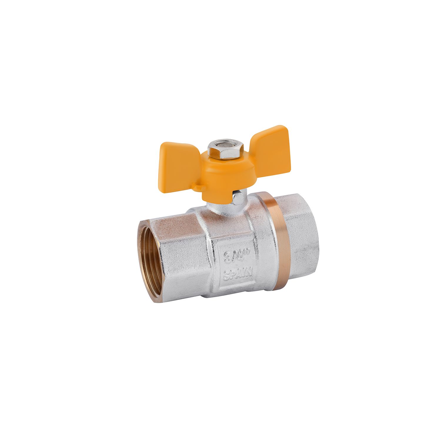 Кран кульовий для газу Karro "Standart+" 3/4" ВВ PN40 жовтий метелик, нікельований