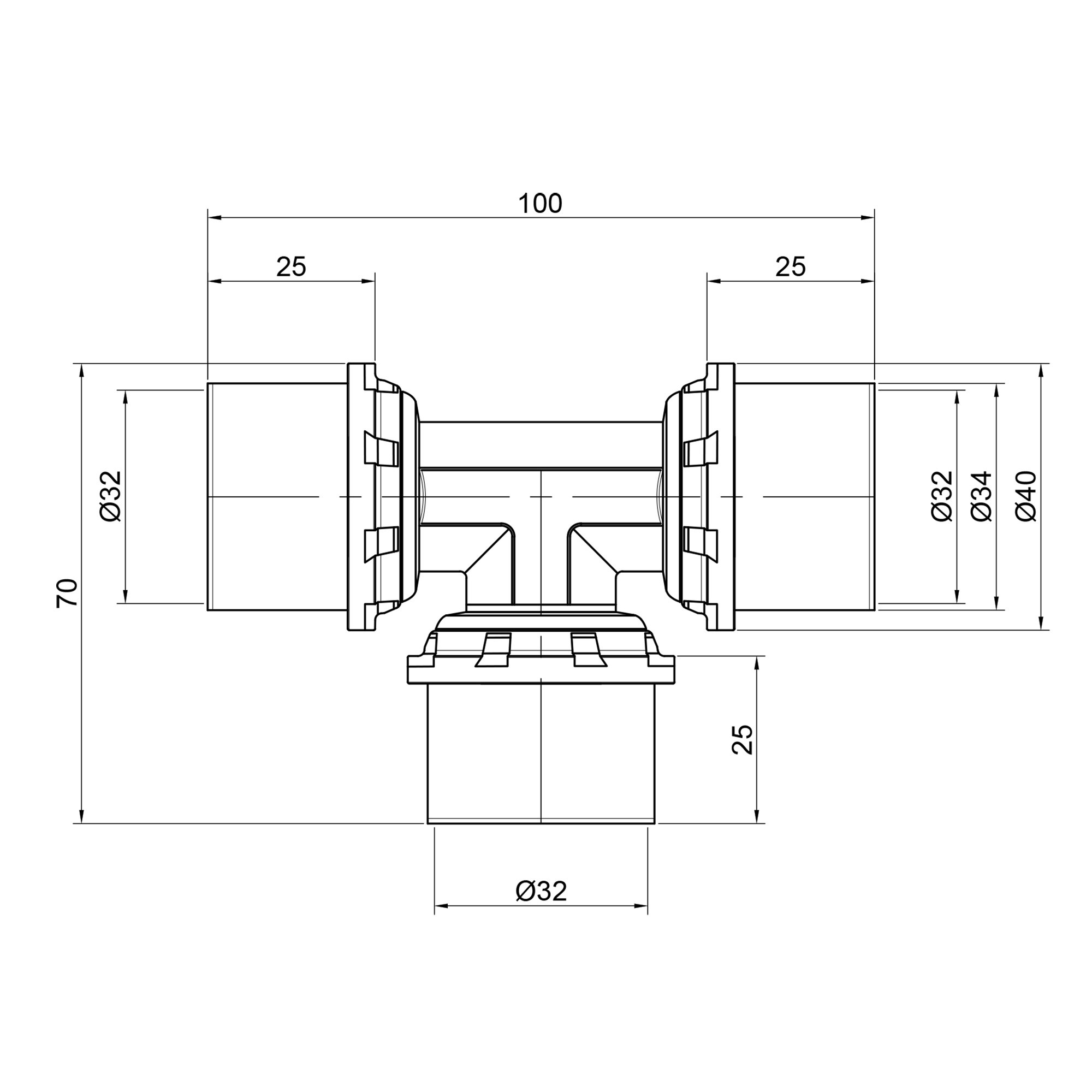 Трійник прес Icma 32х32х32 №406