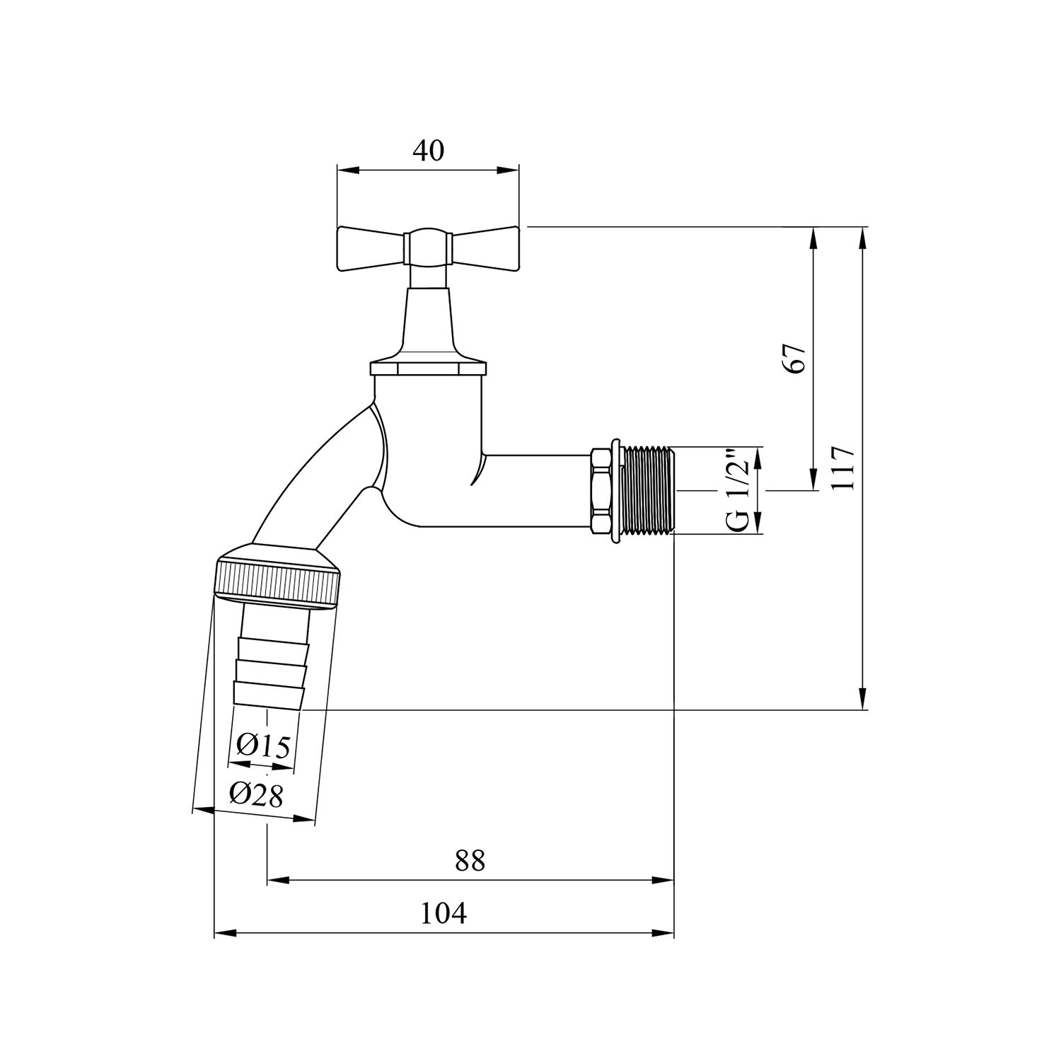 Кран для поливу Karro 1/2" PN40 KR-02117 хромований
