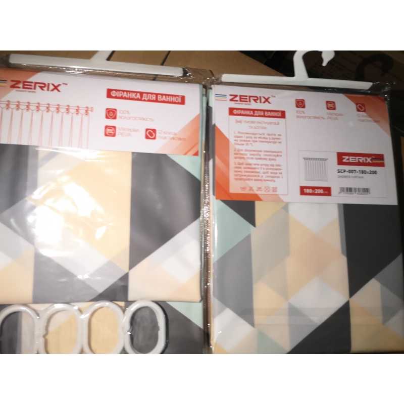 Шторка для ванної ZERIX SCP-007-180x200 з PEVA (поліетиленвінілацетату) (Візерунок "Ромби") (ZX6080)