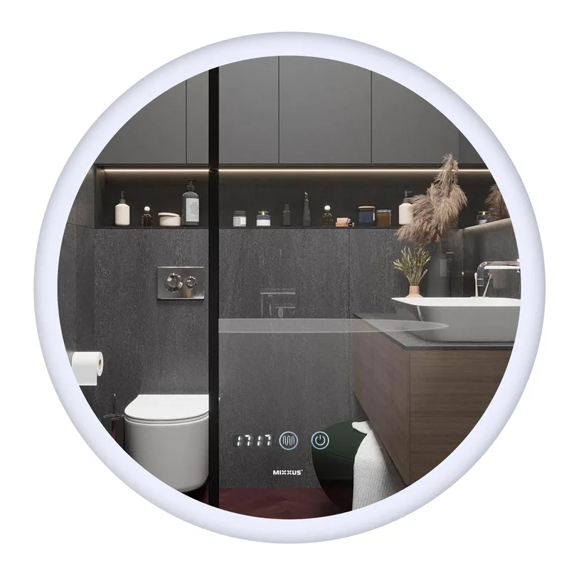 Дзеркало MIXXUS PLAIN MC10-60 з LED Touch, Anti-fog, димером, рег. яскравості, годинником (MI6013)