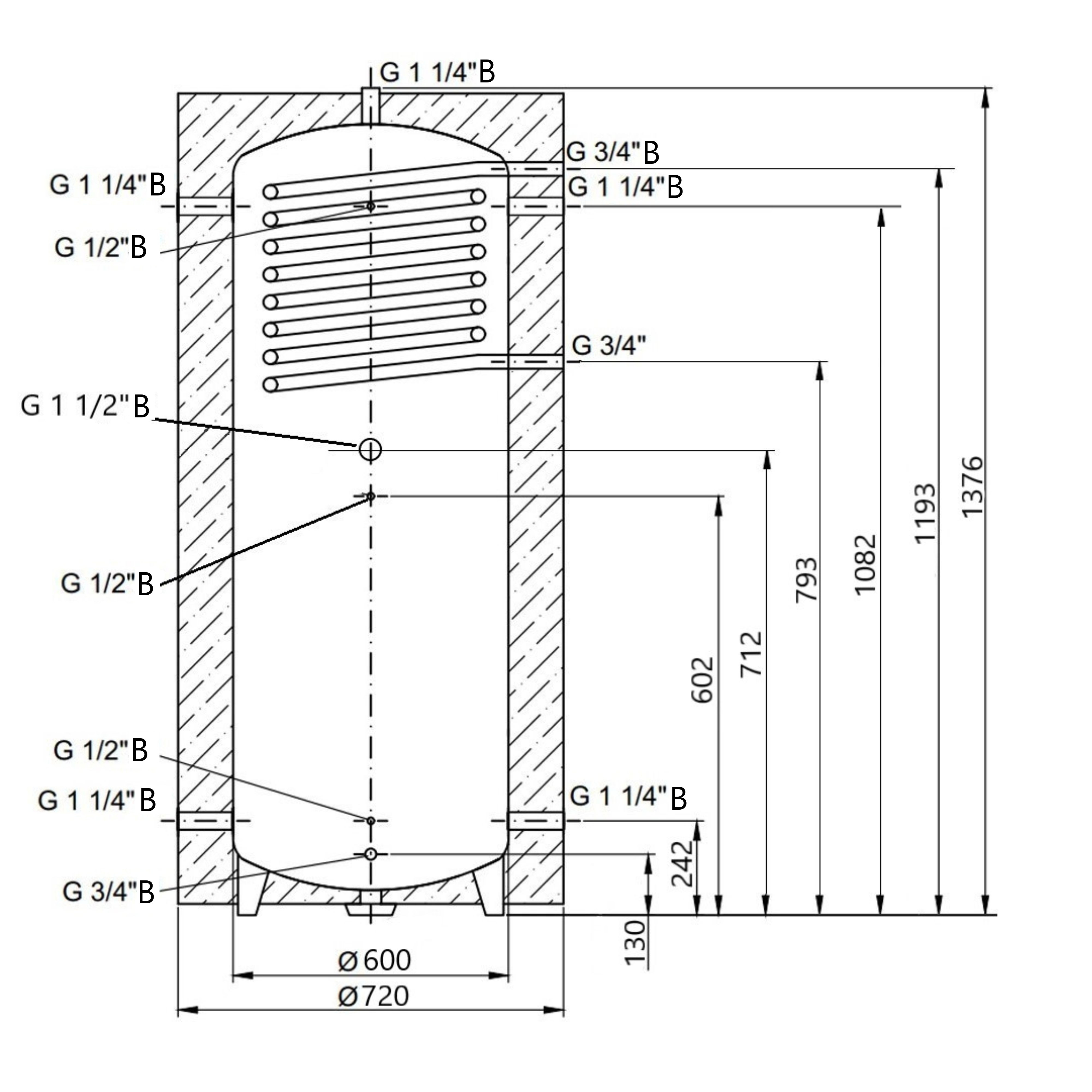 Теплоакумулятор Thermo Alliance TAI-10 350 з теплообмінником 1,4 кв. м з ізоляцією 60 мм