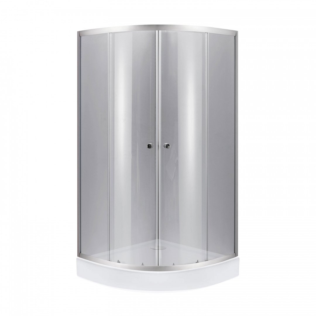 Lidz Набор: Душевая кабина Latwa SC90x90.SAT.LOW.DGR, полукруглая, стекло тонированное 4 мм + Душевой поддон Kapielka ST90x90x14