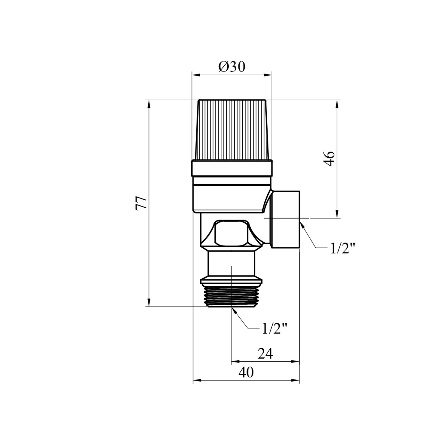 Клапан запобіжний STA 1/2" ВЗ 3 Bar латунний