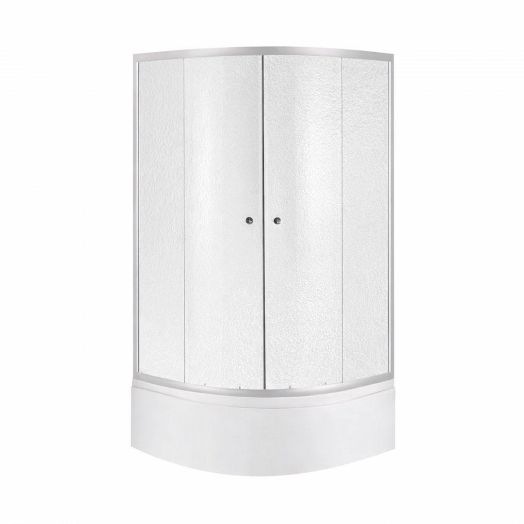 Душова кабіна Latwa SC80x80.SAT.HIGH.FR полукругла, скло Frost 4 мм + Душовий піддон KAPIELKA ST80x80x41, з панеллю Lidz