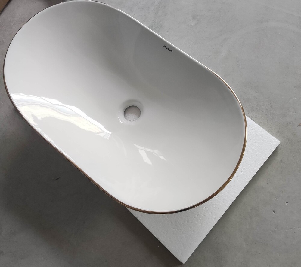 Раковина накладна MIXXUS PREMIUM WAVE-0105 EDGE GOLD 620х360х160mm (MP6557)
