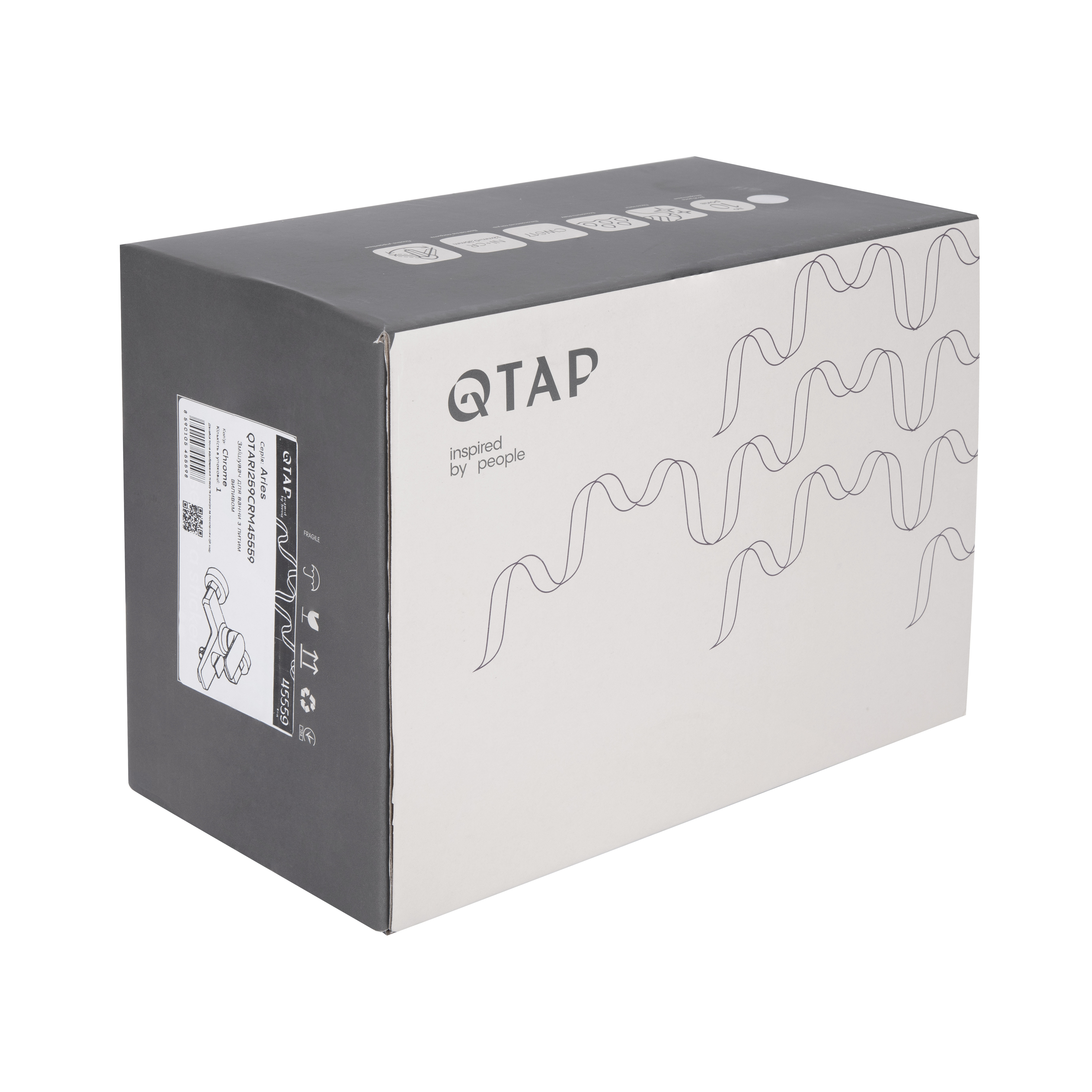 Змішувач для ванни Qtap Aries (з душовим гарнітуром) QTARI259CRM45559 Chrome