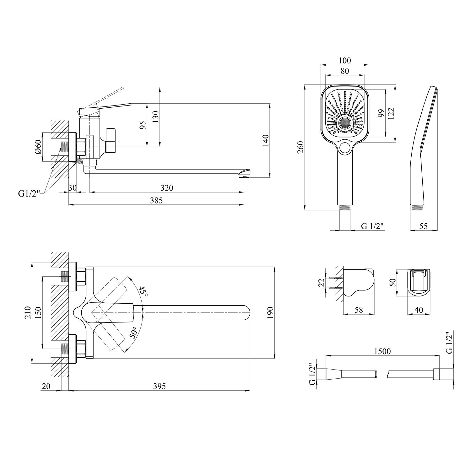 Змішувач для ванни Kroner KRP Makon-GRP070