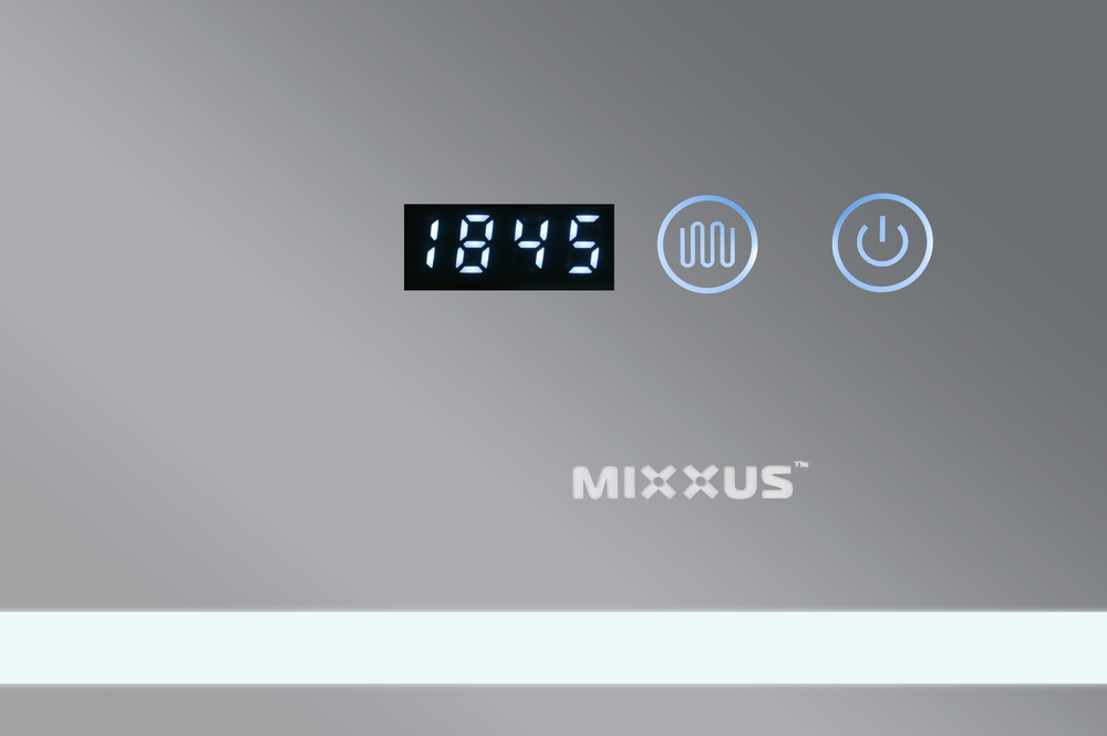 Дзеркало MIXXUS WARM MR02-100x70 з LED Touch, Anti-fog, димером, рег. яскравості, годинником (MI6002)