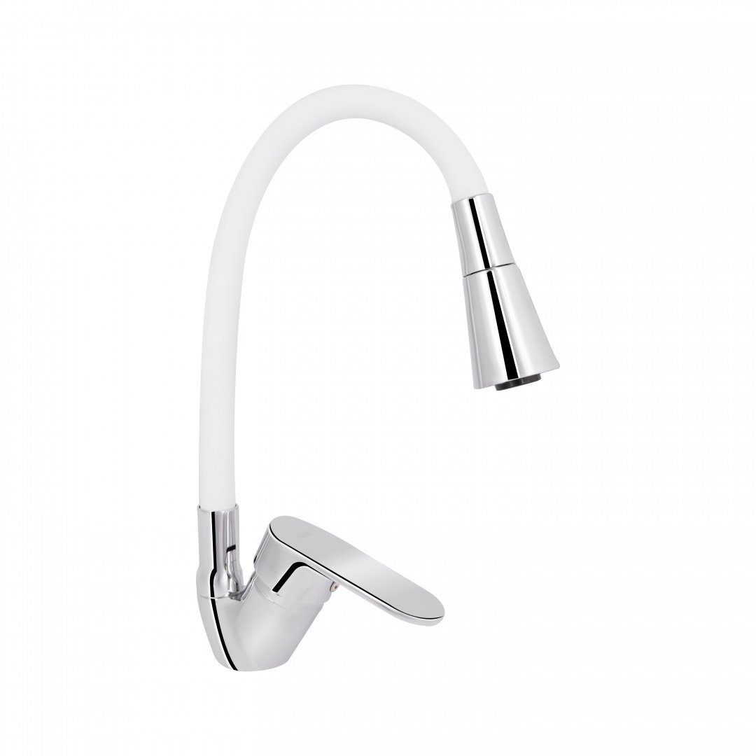 Змішувач для кухні Lidz Tani 008F3 з гнучким виливом (k40) LDTAN008F3WCR37037 Chrome/White