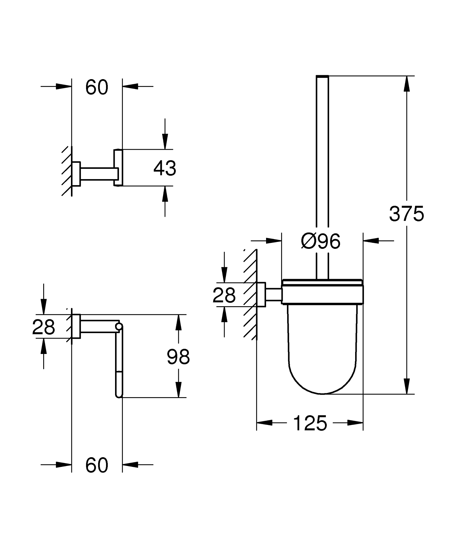 Набір аксесуарів 3 в 1 Grohe Essentials Cube New (40757001)