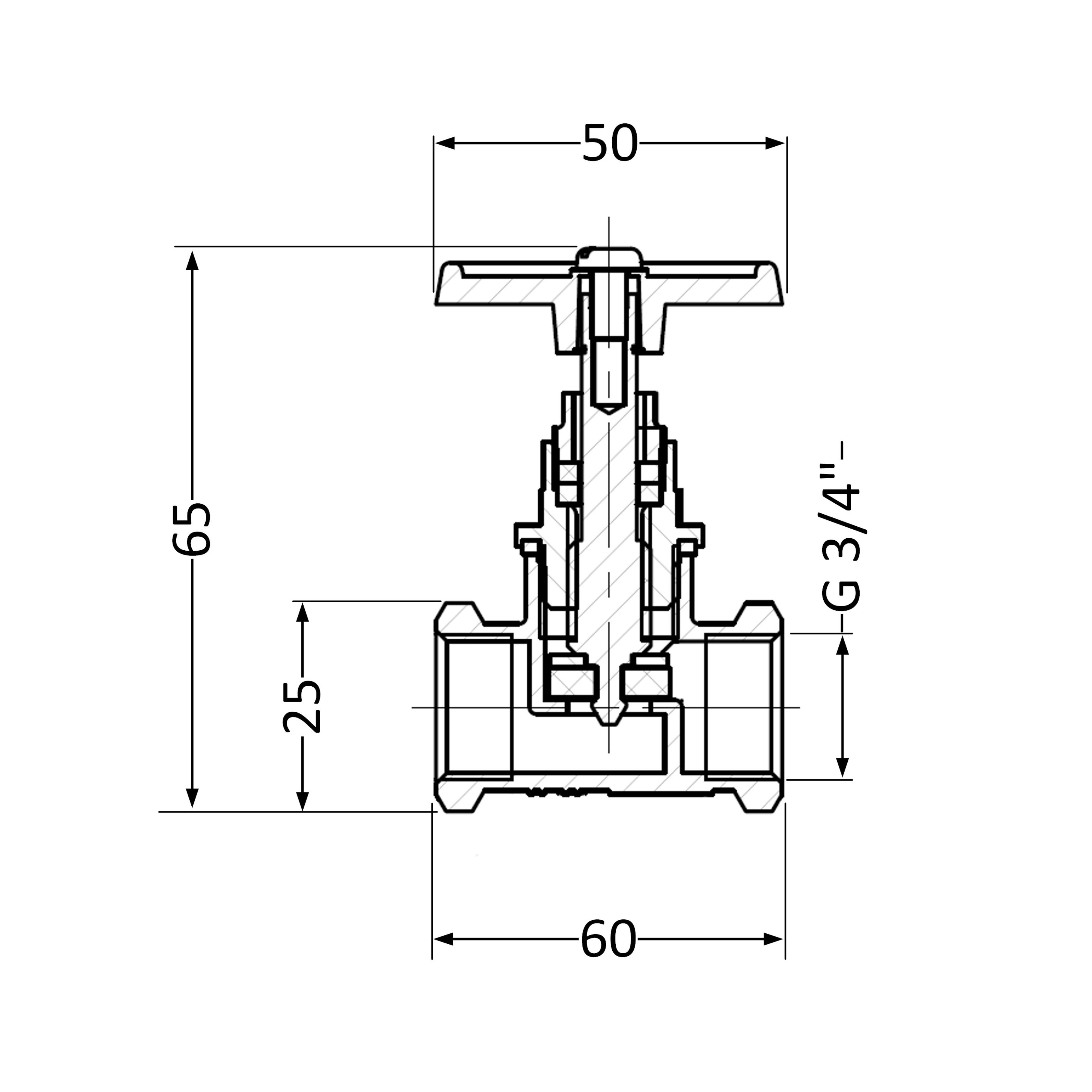 Вентиль латунний SD 20х3/4" ВР (YA)