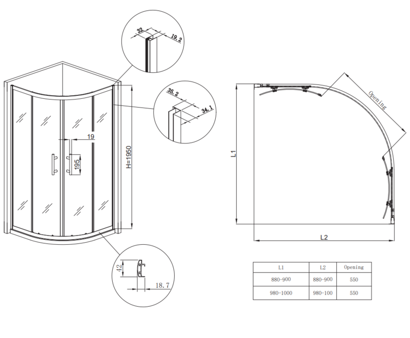 Душова кабіна без піддону KOER SR SC04-100x100x195-TR-01 прозоре скло EASY CLEAN 5мм хром (KR5361)