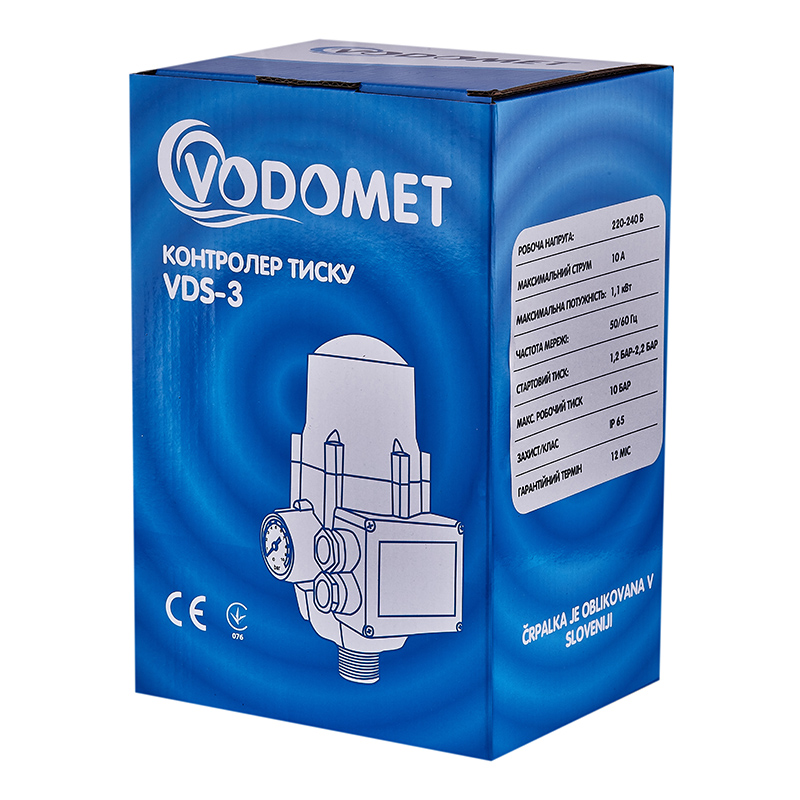 Контролер тиску Vodomet VDS-3 електронний для насоса до 1,1кВт, кутовий 1", з кабелем (VO4201)