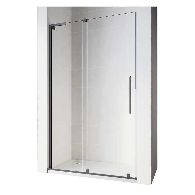 Двері у нішу Walk-In розсувні KOER SR SD07-120x200-R-TR-07 прозоре скло EASY CLEAN 8мм графіт (KR5775)