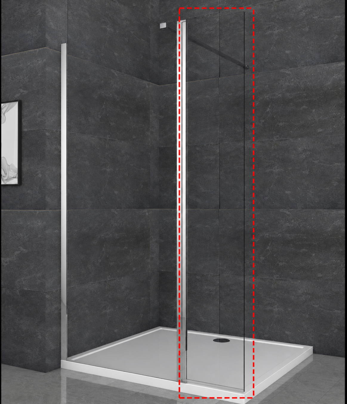 Душова перегородка Walk-In (рухома частина) KOER SR SP03-30x200-TR-01 прозоре скло EASY CLEAN 8мм хром (KR5399)