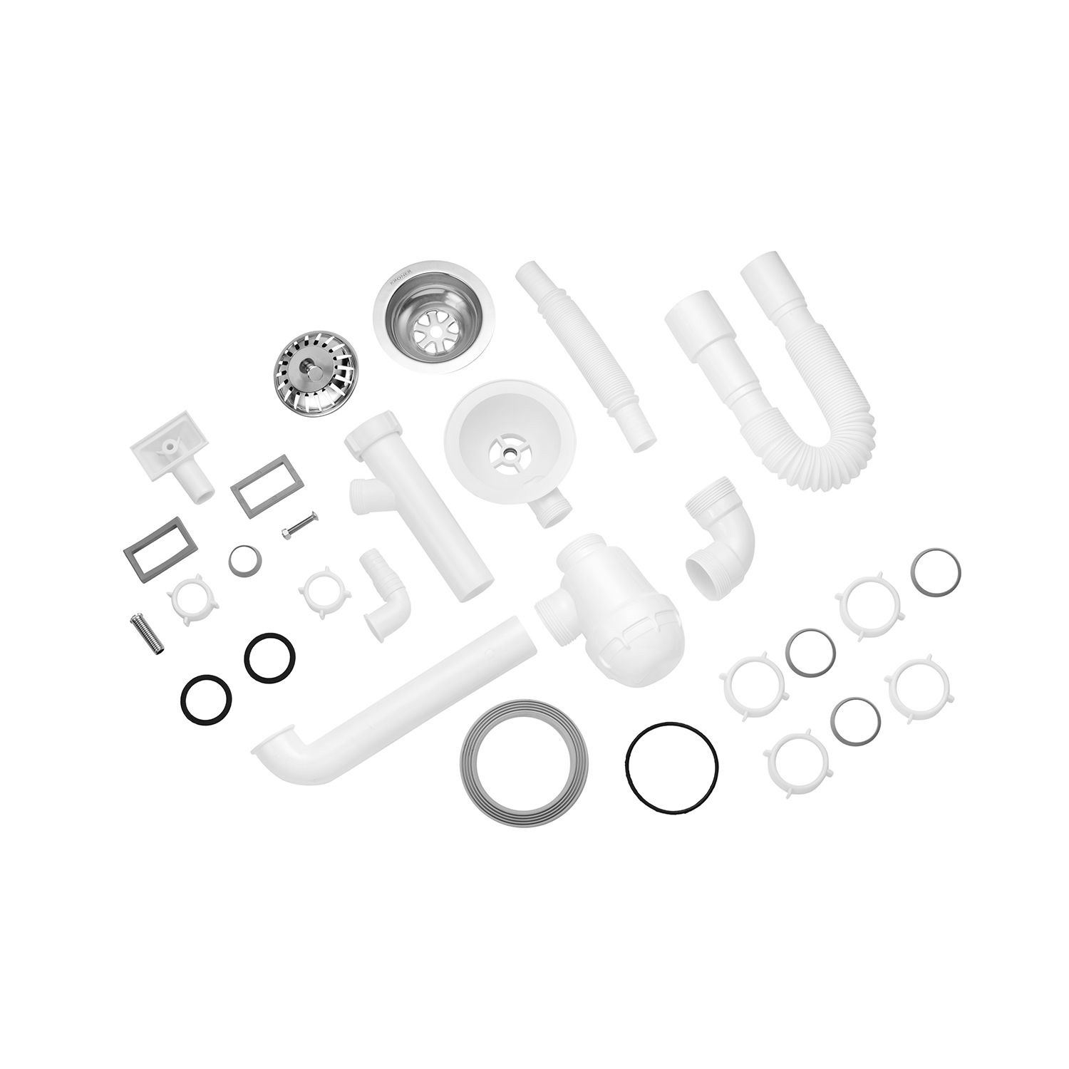 Сифон для кухонної мийки Kroner KRP - KS02S-1 3 1/2"х40/50 мм з відводом для пральної машини, з квадратним переливом