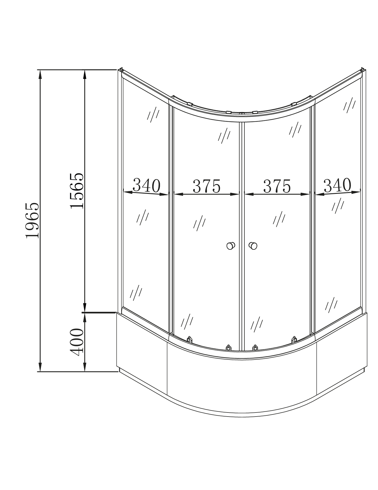 Душова кабіна з високим піддоном MIXXUS PLAIN SCT01-90x90x195-GR SATIN сіре тоноване скло 4мм (MI6895)