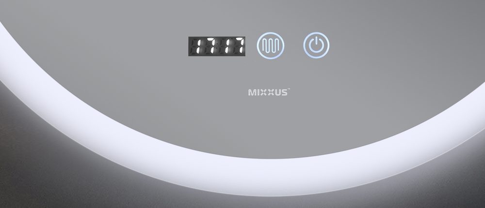 Дзеркало MIXXUS PLAIN MC10-60 з LED Touch, Anti-fog, димером, рег. яскравості, годинником (MI6013)