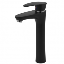 Змішувач для умивальника PLAMIX CEZAR-001 HIGH SET MATTE BLACK (з підведенням) (Колір матовий чорний) (PM0664)