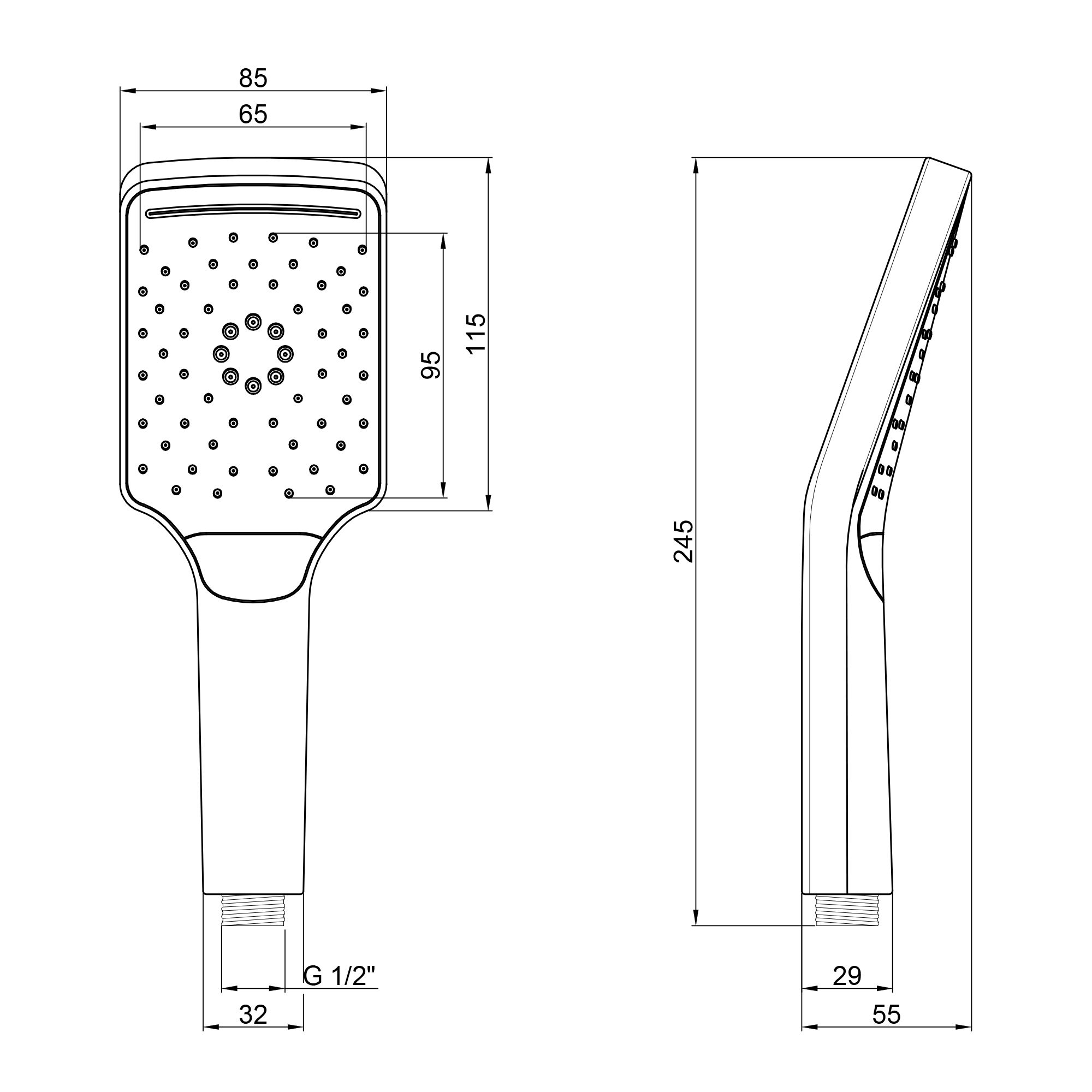 Лійка для ручного душу Qtap Rucni 85х115 мм прямокутна QTRUCA086N3KCW Chrome/White