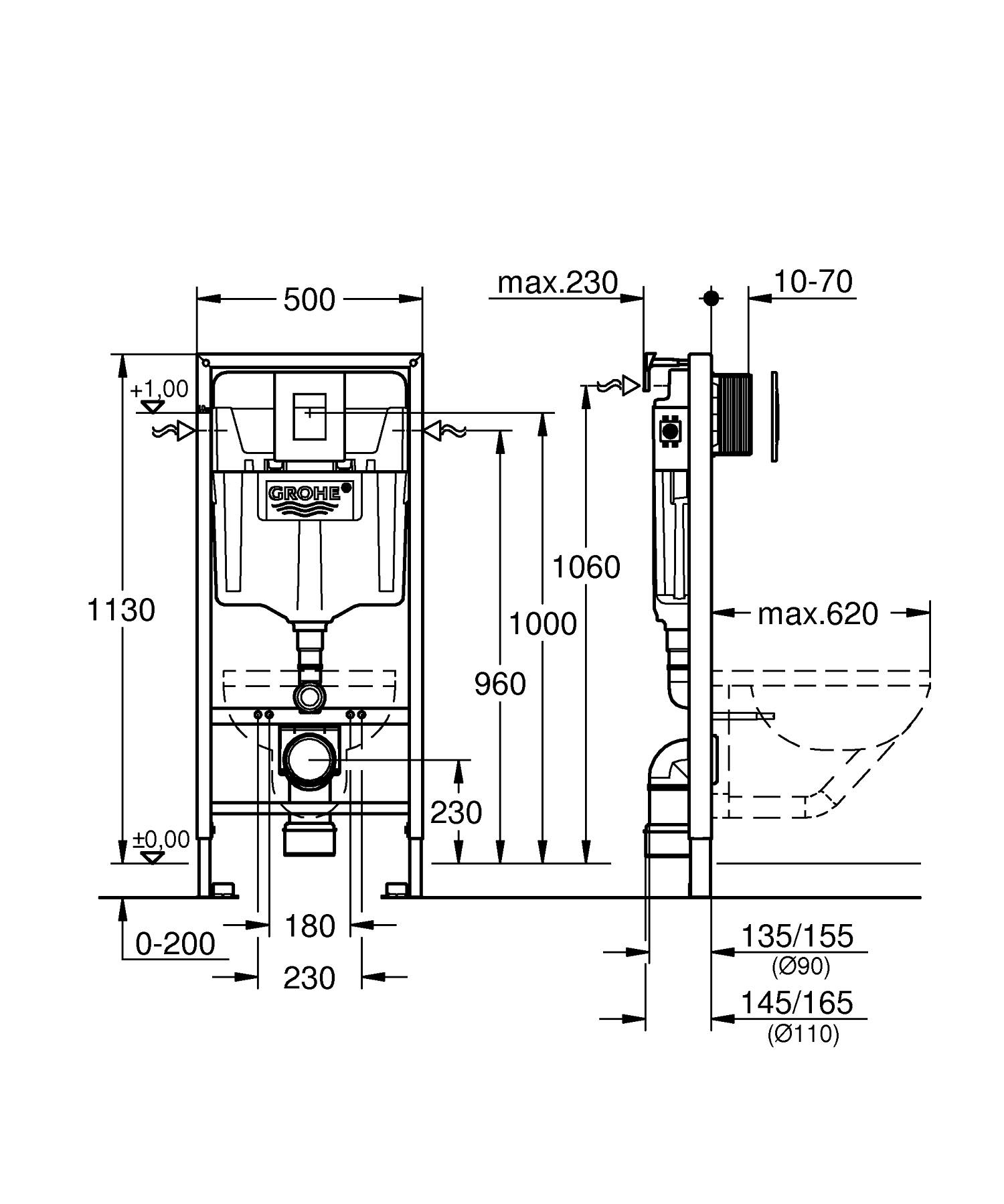 Інсталяційний комплект 4 в 1 для унітаза Grohe Rapid (38772SH0)