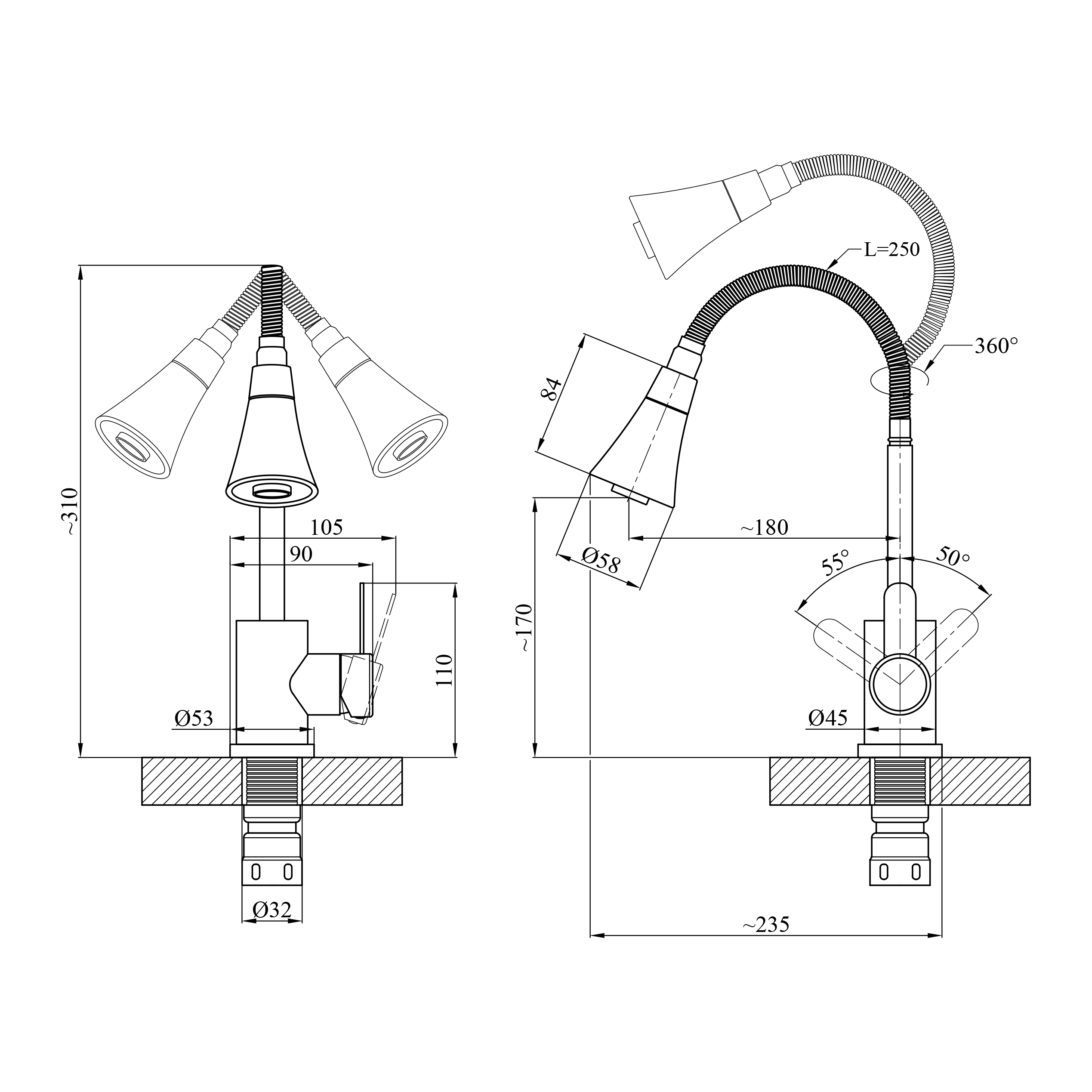Змішувач для кухні Agua Elposo-INOX031