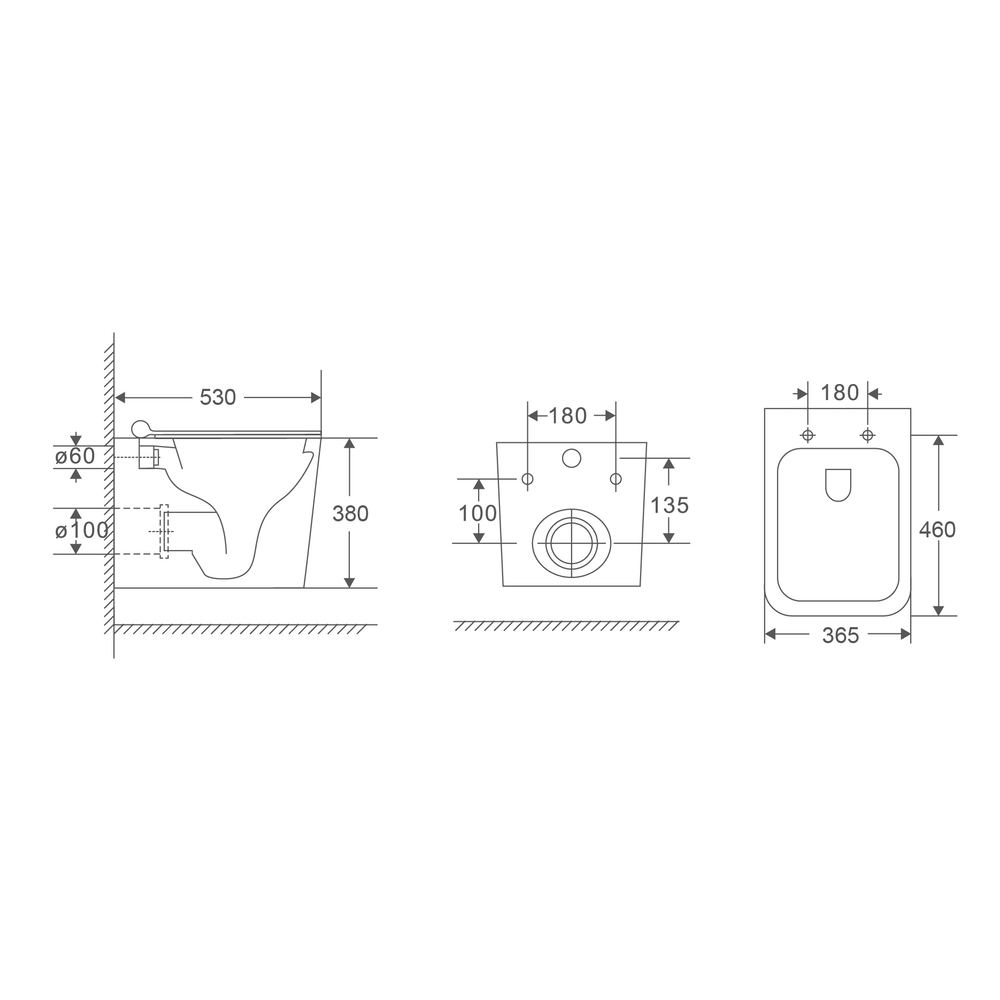 Унітаз підвісний MIXXUS PREMIUM QUADRO-0302-T1 530х360х365mm система змиву TORNADO 1.0 (MP6456)