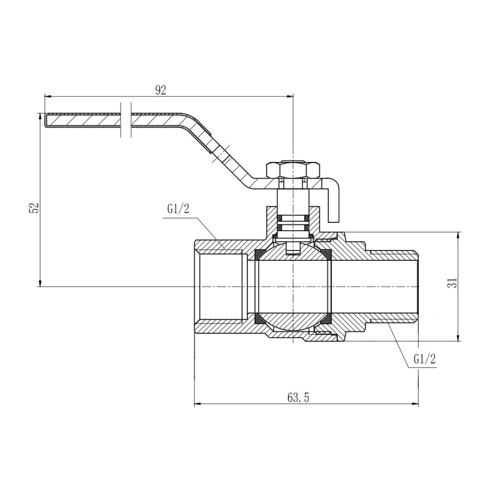 Кран кульовий Thermo Alliance Forte 1/2" ВЗ для газа (ручка) SF605G15