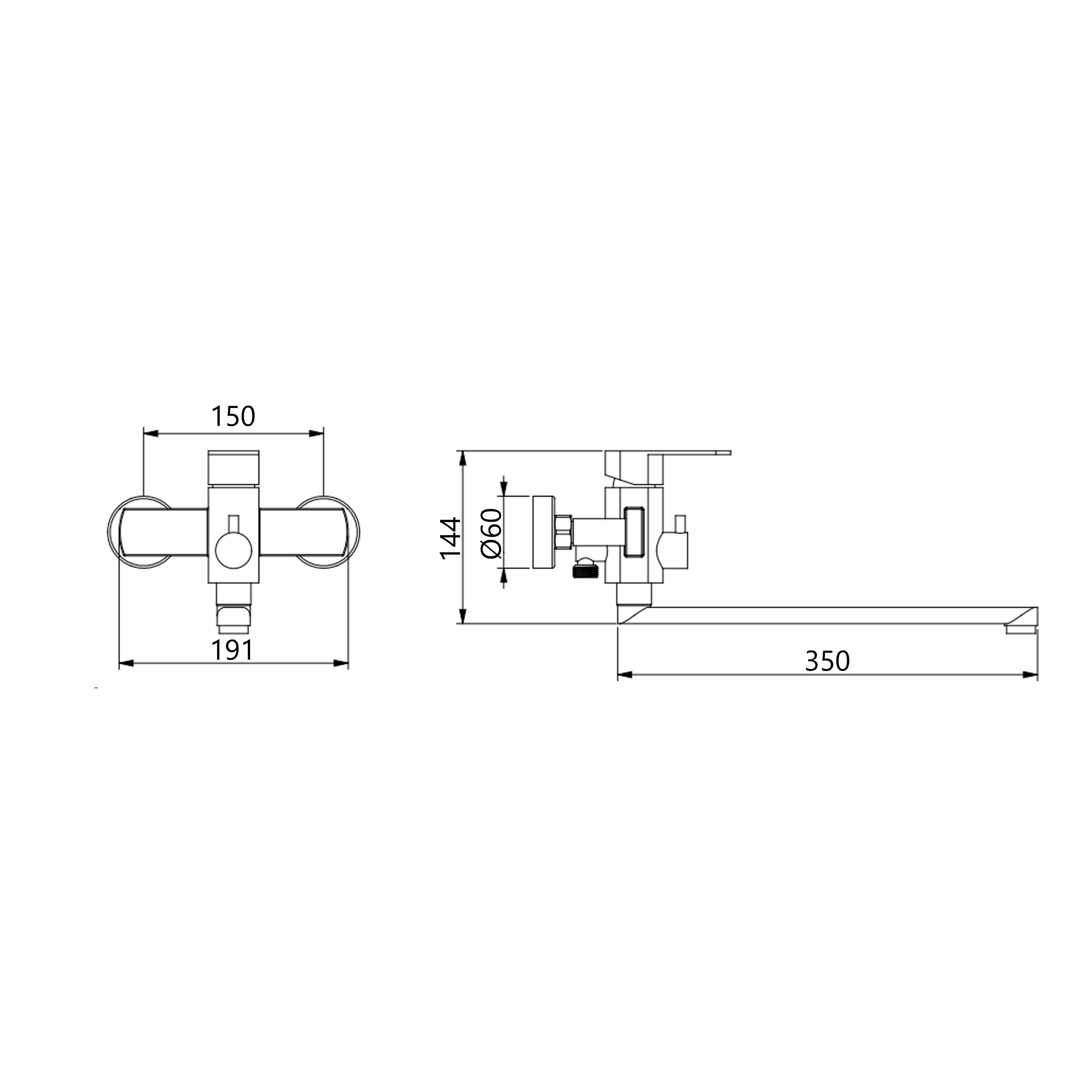 Змішувач для ванни Lidz Luna 005 (з душовим гарнітуром) (k35) LDLUN005NKS46093 Nickel