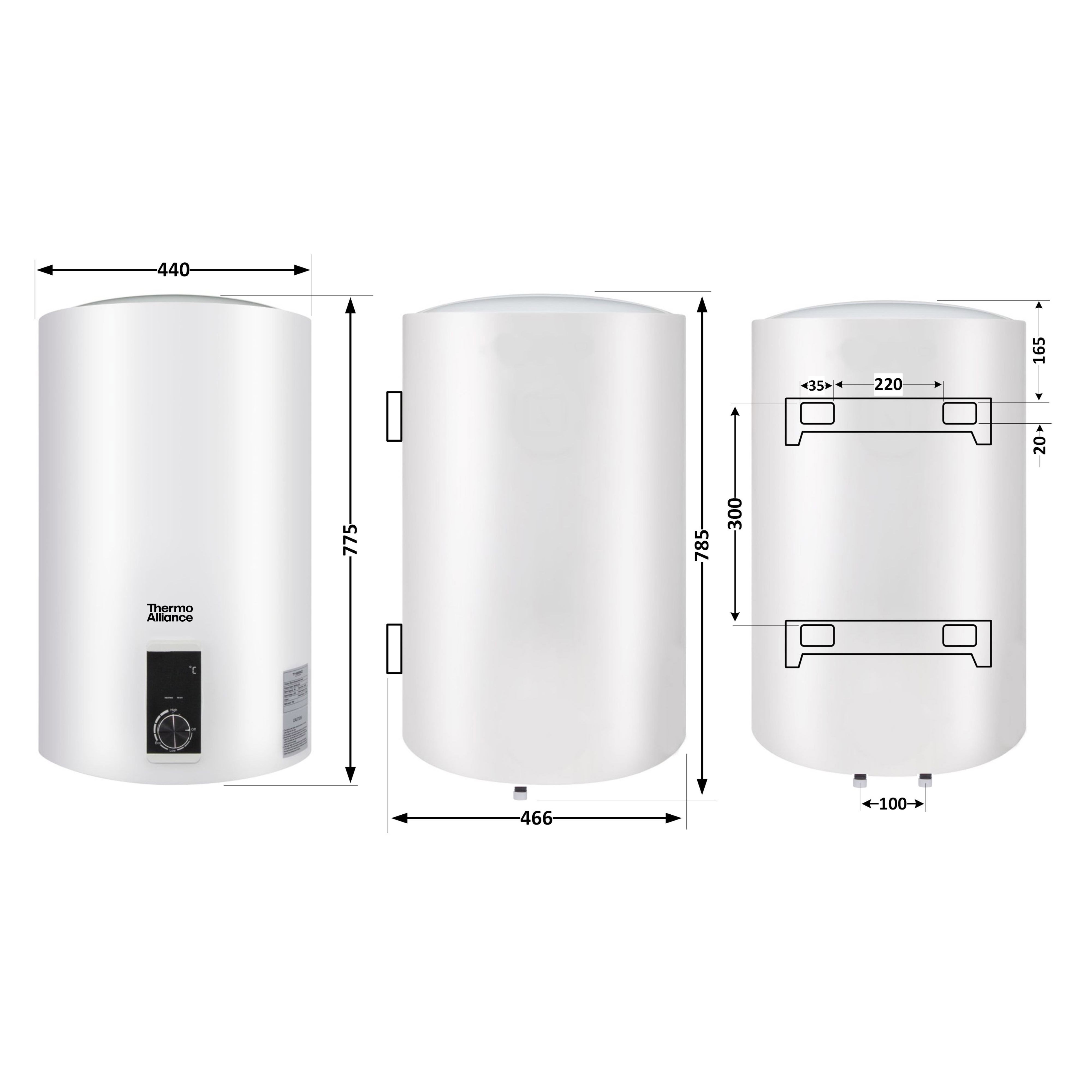 Водонагрівач електричний Thermo Alliance 80 л вертикальний, сухий ТЕН 2,0 кВт D80V20J3(D)K