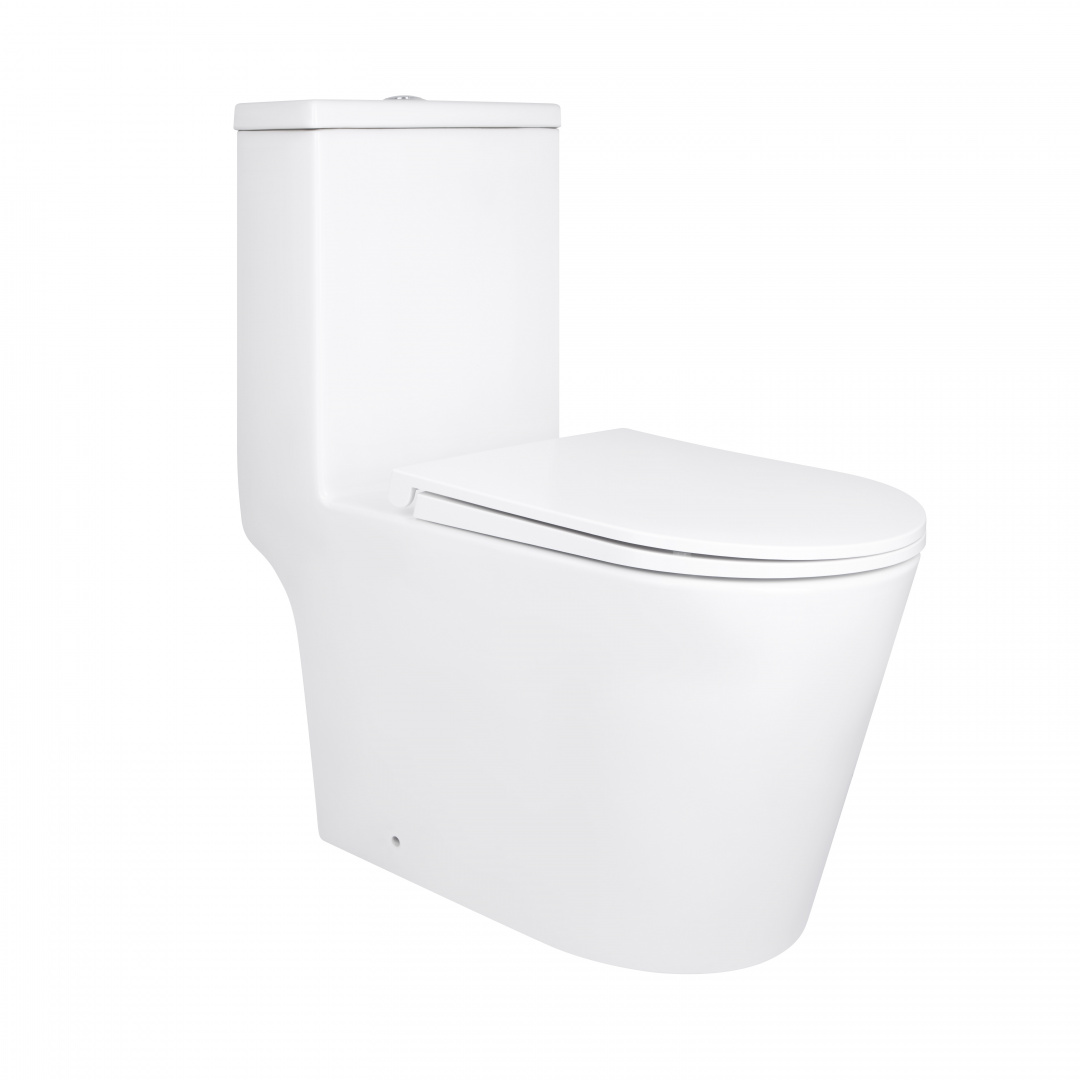 Унітаз-моноблок підлоговий Qtap Kolibri Ultra Quiet безобідковий з сидінням Soft-close WHITE QT10226380W