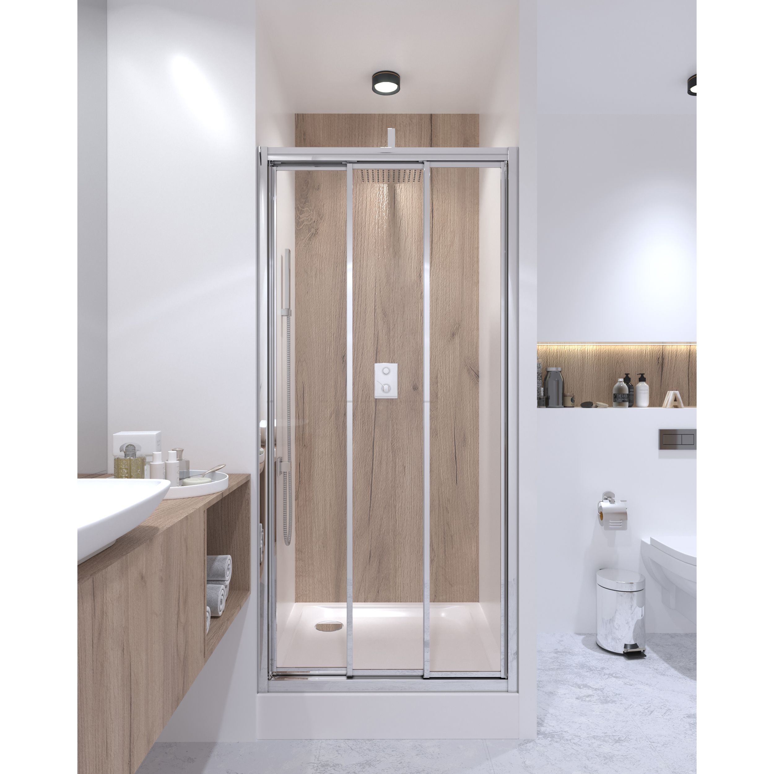 Душевая дверь в нишу Qtap Unifold CRM208.C4 78-81x185 см, стекло Clear 4 мм, покрытие CalcLess