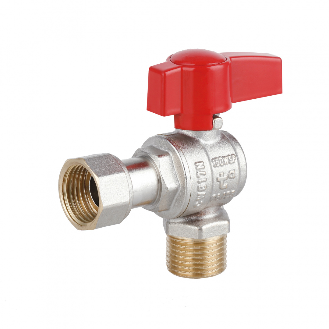 Кран кульовий Thermo Alliance Standart 1/2"ВЗ кутовий, PN40, з накидною гайкою TAS224W15