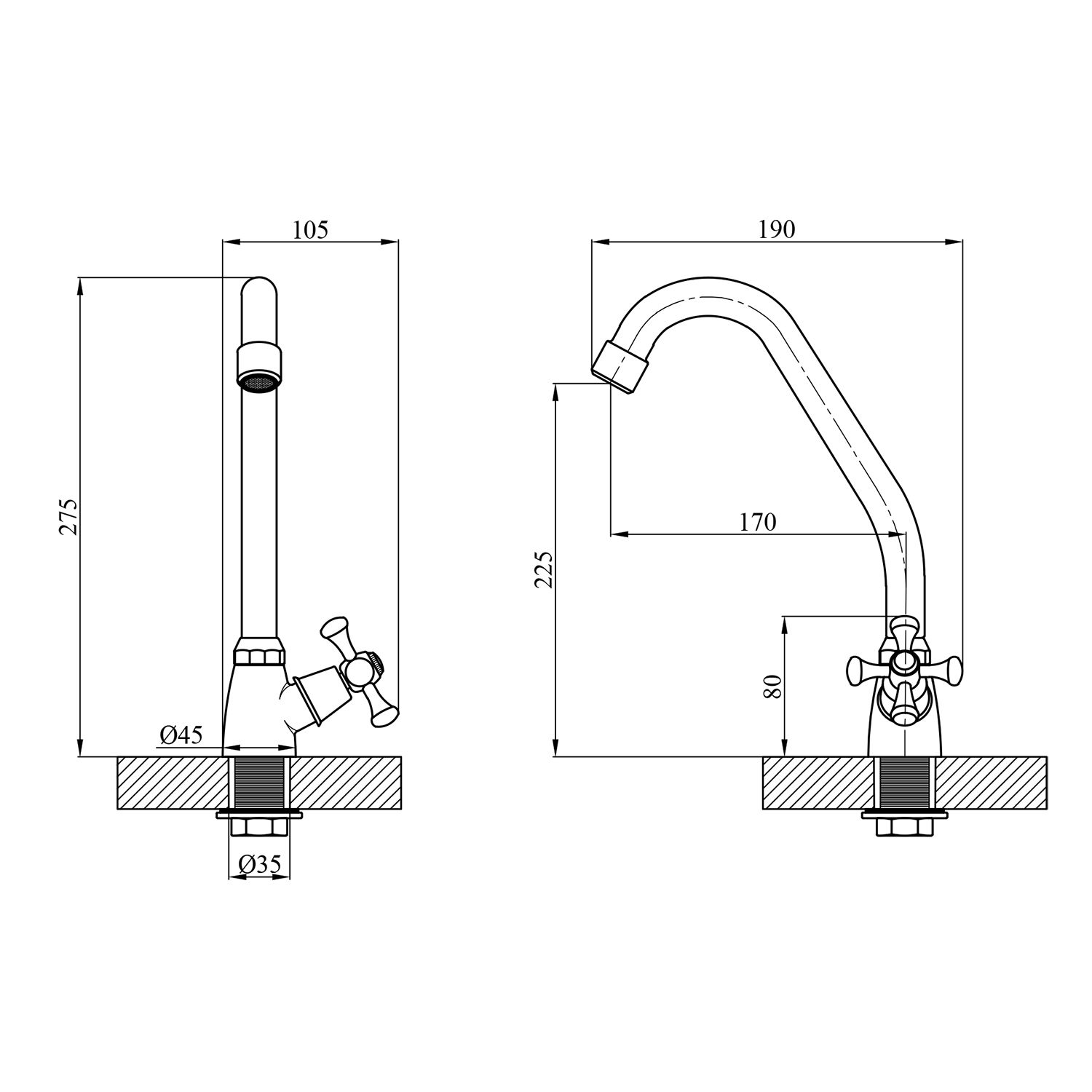 Кран на одну воду Kroner KRM Rhein - C091