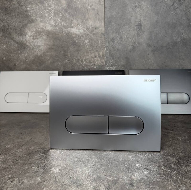 Панель змиву KOER KT-0608-14 240x160x10mm пластикова, кнопка закруглена (колір сатин) (KR6127)