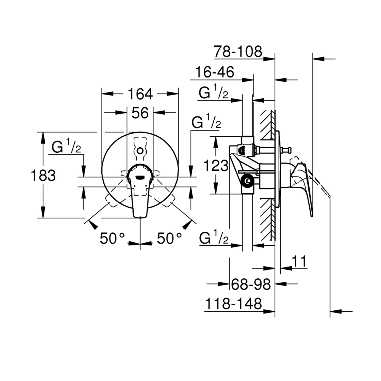 Змішувач прихованого монтажу для ванни Grohe Start Flow 29117000