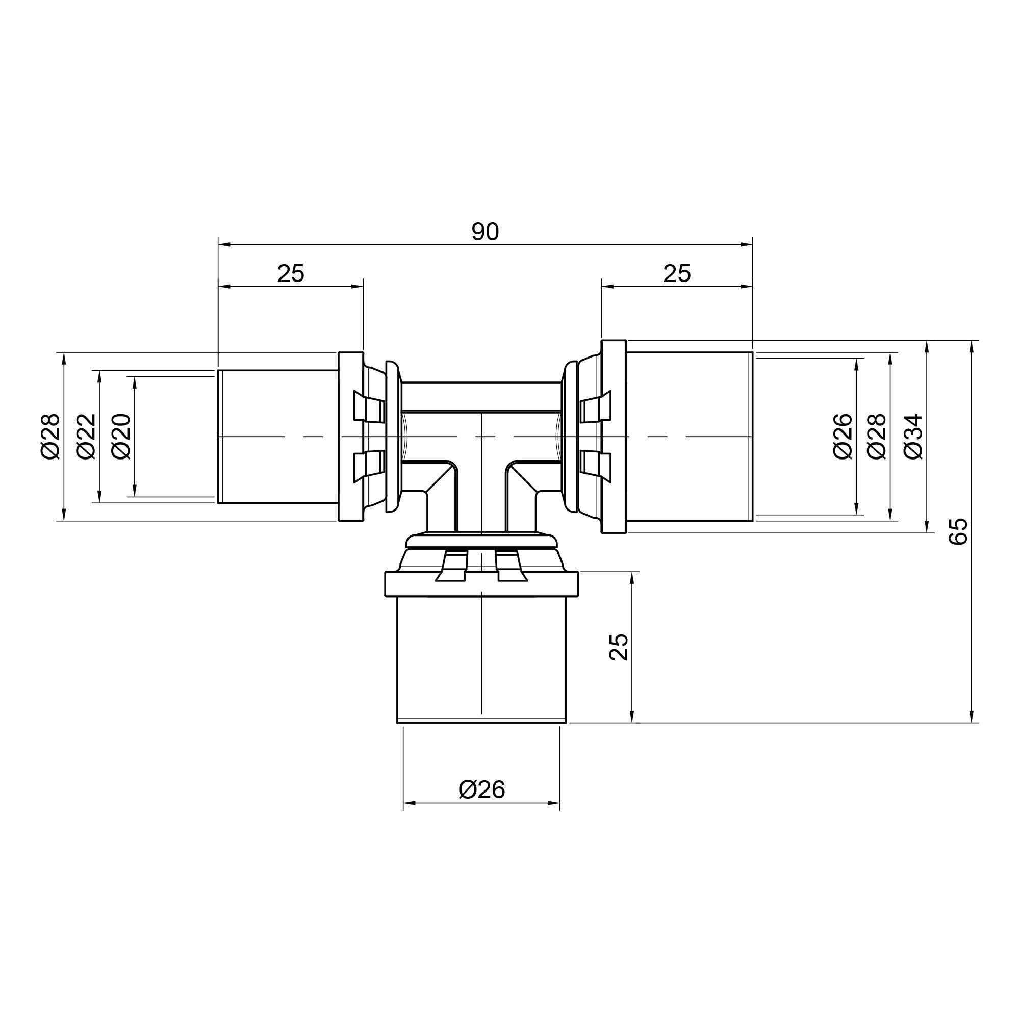 Трійник прес Icma 26х26х20 №406