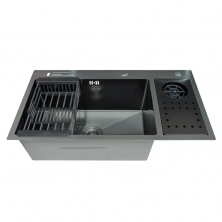 Мийка для кухні з нерж. сталі ZERIX ZH8245-SET-08 MICRO DECOR GRAPHITE (колір графіт) (ZM5594)
