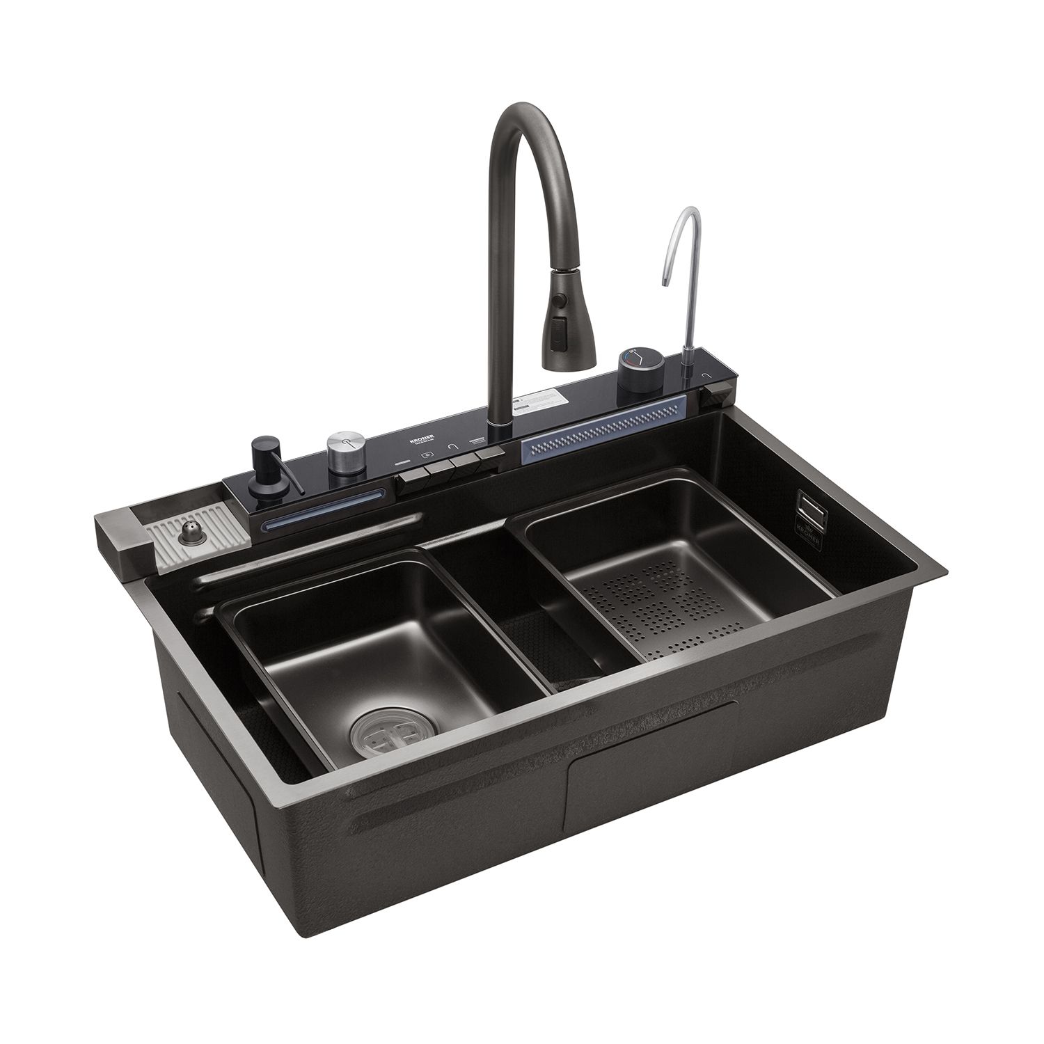 Кухонна мийка Kroner KRP Schwarze - SET7546ARTHM PVD (3.0/0.8 мм)