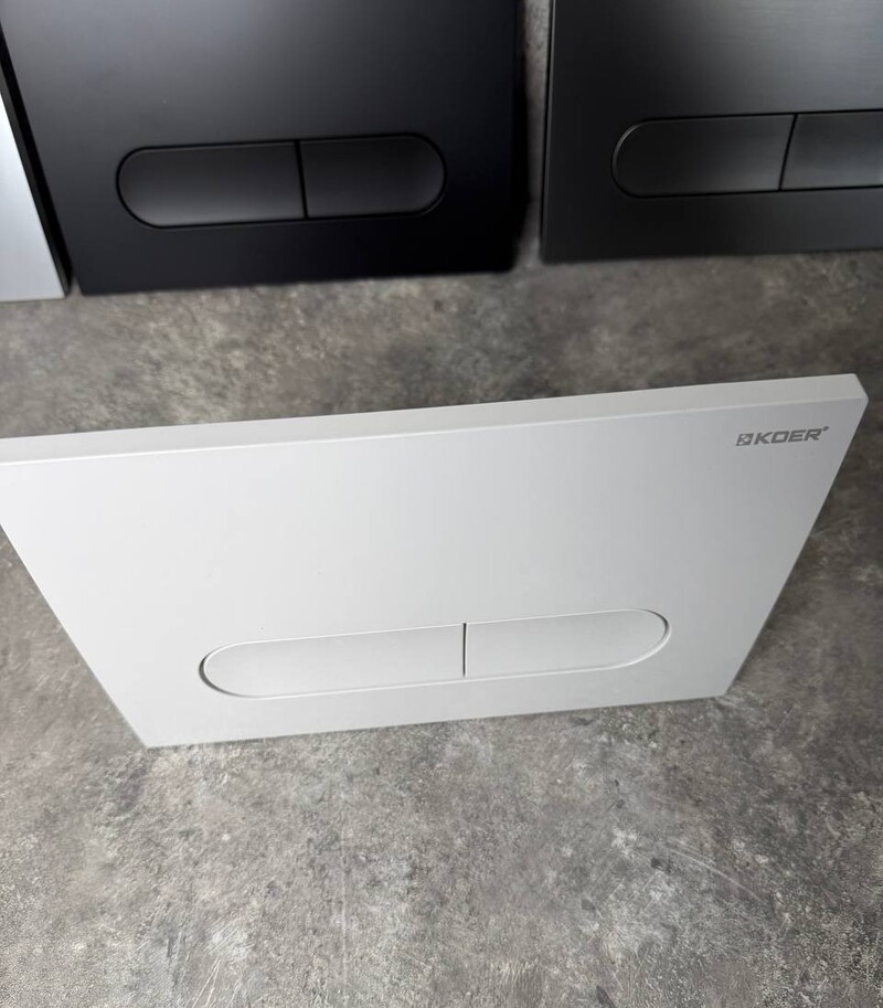 Панель змиву KOER KT-0608-03 240x160x10mm пластикова, кнопка закруглена (колір білий) (KR6123)