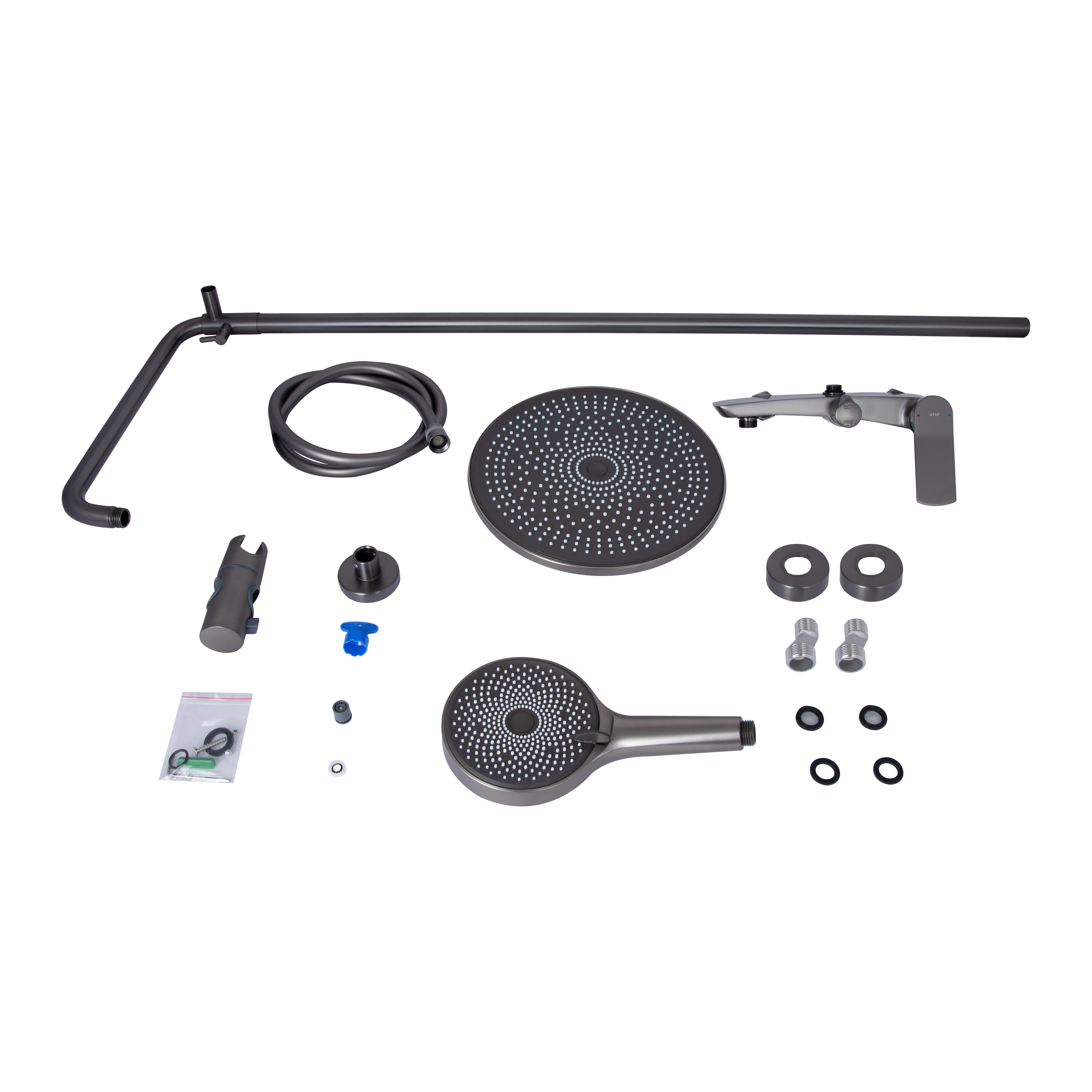 Душова система для душу Qtap Slavonice на два споживачі QTSLA110GMB45913 Gunmetal Black PVD