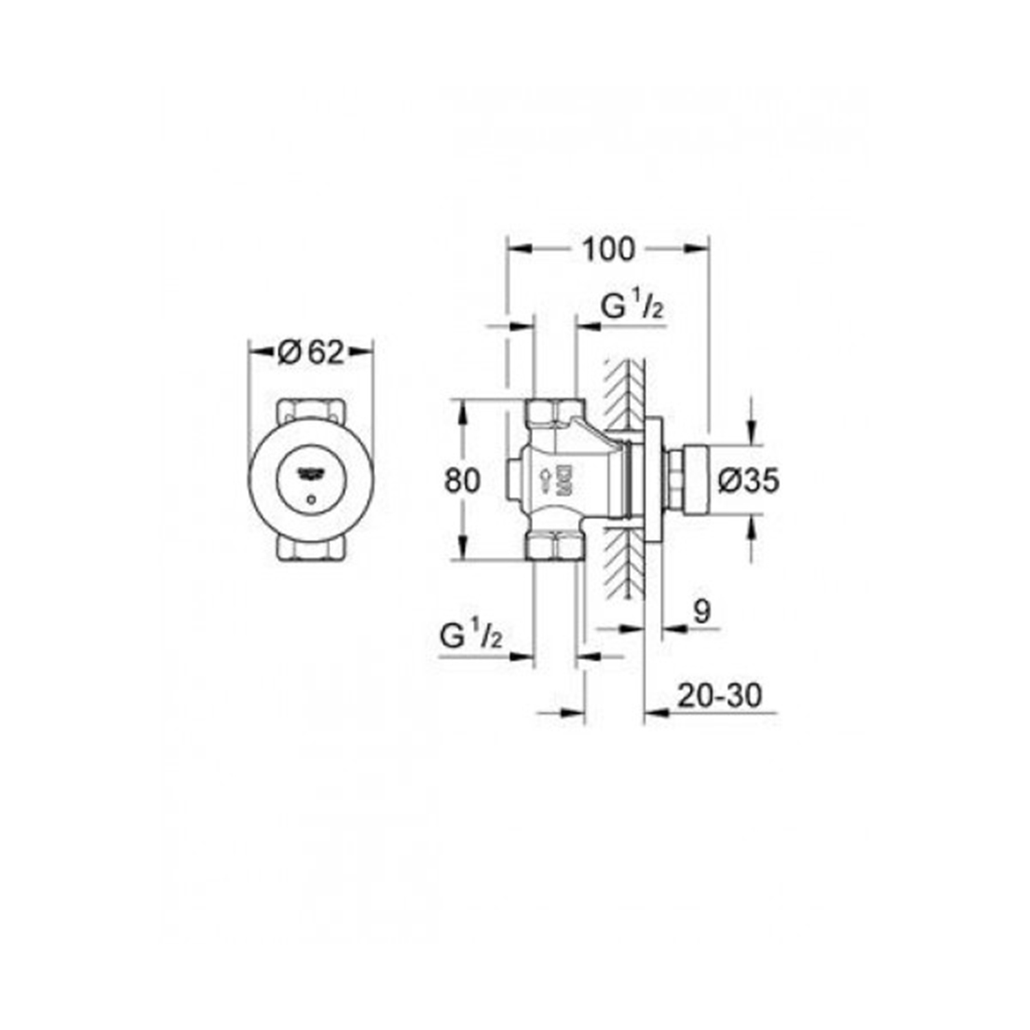 Натискний автоматичний вентиль Grohe Euroeco Cosmopolitan T 36268000