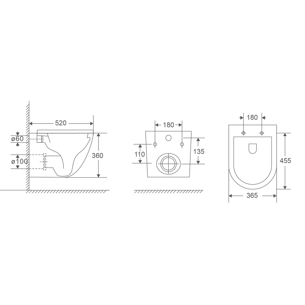 Унітаз підвісний MIXXUS PREMIUM ELLIPSE-0303-T3 520х365х360mm система змиву TORNADO 3.0 (MP6465)