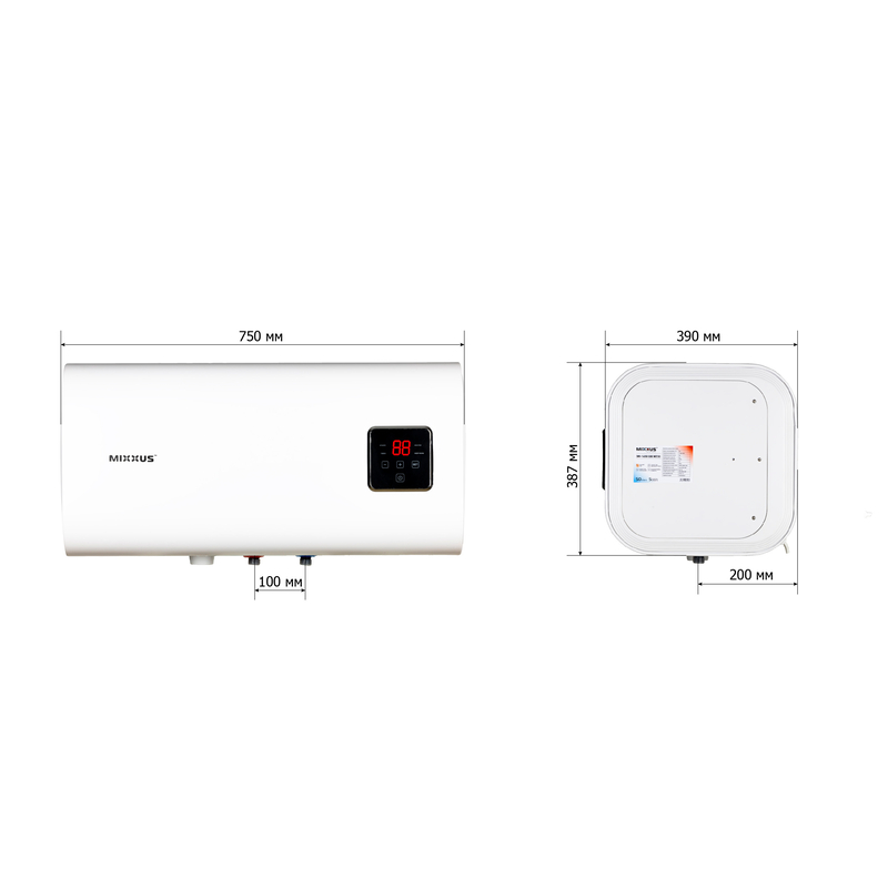 Водонагрівач "Квадрат" Mixxus EWH-14050 CUBE WET(Н) накопичувальний 50 л, мокрий тен 2,0 kW (WH0614)